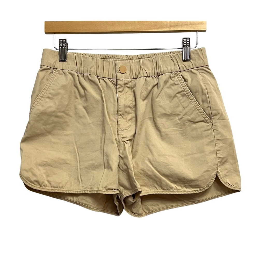 J. Crew Chino Shorts Women S Tan Elastic Waist Dolphin Hem Coastal Summer